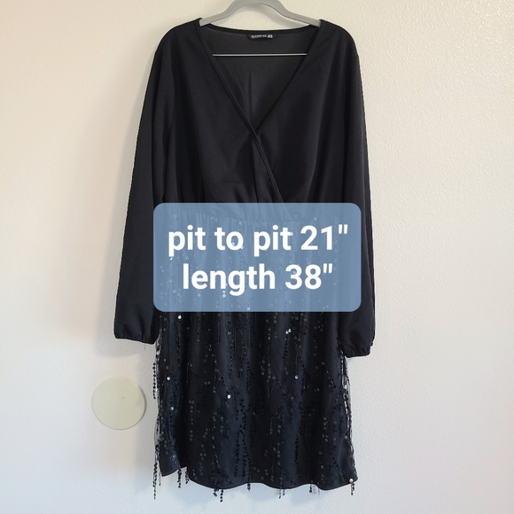 BloomChic Black Wrap Sequins Dress - Picture 10 of 10